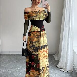 Floral Off-Shoulder Maxi Dress
